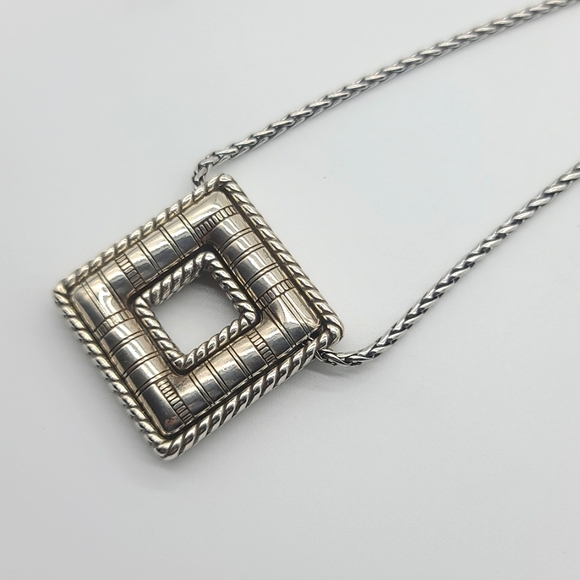Brighton "CABANA" Shades of Blue Enamel Square Reversible Pendant Necklace $54 - Picture 6 of 9